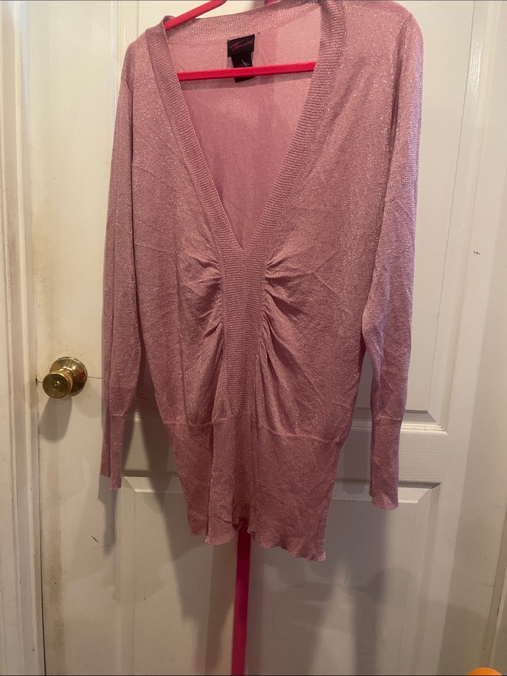 torrid Dusty Rose V-Neck Shimmer Sweater Top